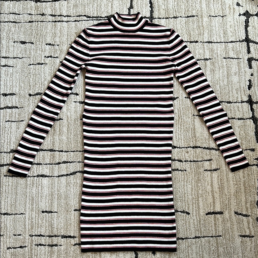Forever 21 Striped Mock-Neck Knit Dress, Size S